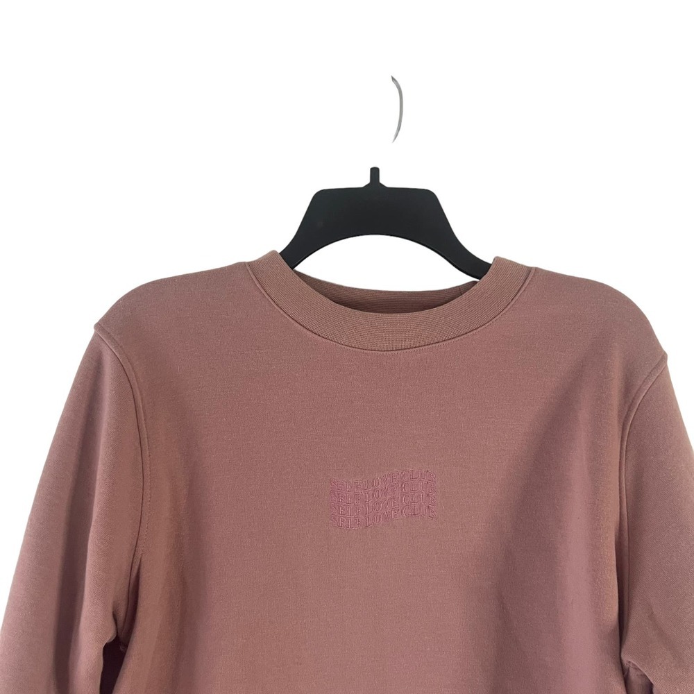 Brooklyn Cloth Women Size Large Dusty Rose Pink Self Love Club Crewneck Sweater